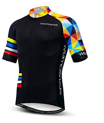 Weimostar Maglia da Ciclismo Uomo Manica Corta da Bici MTB Jersey Zip Abbigliamento da Strada di Montagna Magliette da Bicicletta Magliette da Ciclismo da Corsa M
