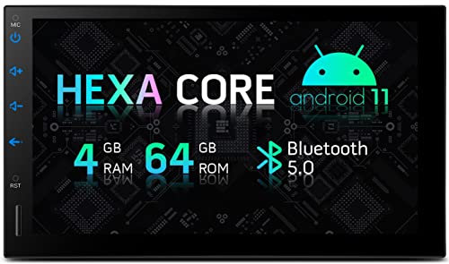 XTRONS PX6 Android 11 Double Din Car Stereo Radio Player with 7''Touched Hexa-Core 4GB RAM 64GB ROM GPS Sat Nav Built-in CarAutoPlay DSP AdroidAuto Support HDMI Output 4K Video DAB+ TPMS DVR Universal