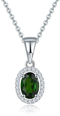 LP LOHASPIE Naturedelstein Chrom Diopsid Teardrop Anhänger Halsketten mit S925 Sterling Silberkette für ihre Geburtstagsgeschenke