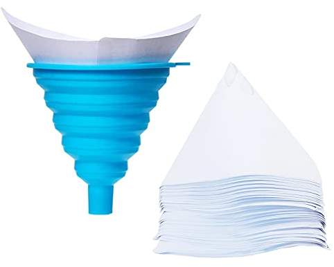 ROIIKETU 101PCS Disposable Paint Filter Strainers Paper with 1Pcs Silicone Filter Funnel Filter, Paint Filter with Fine Nylon Mesh for Automotive,Spray Guns,Arts & Crafts