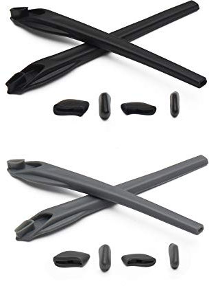 PapaViva Replacement Rubber Kits Nose Pads Pieces & Earsocks for Oakley Flak 2.0 OO9295/Flak 2.0 XL OO9188 Sunglasses - Grey + Black