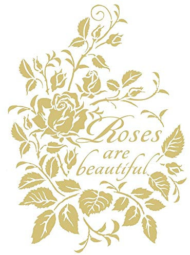 Ideen mit Herz Metallic Bügeltransfer | glänzend | DIN A4 | Textilien wie T-Shirts & Taschen mit Bügelmotiven verzieren | Bilder schnell & einfach aufbügeln | DIY Textildesign (Rosen 01 | gold)