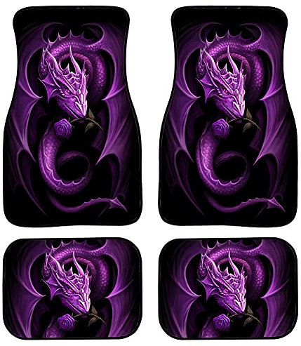 Biyejit Purple Dragon Auto-Fußmatten für Damen und Herren, jedes Wetter, robuste Gummi-Automatten, Schutzteppich-Set, 4-teilig, universelle Passform für SUV, LKW und Van