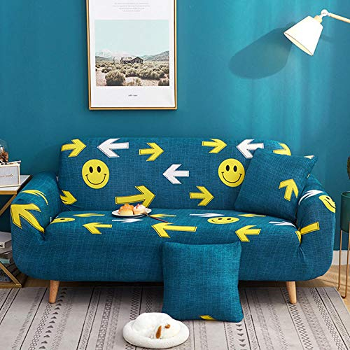 LNXSESN Sofabezug Gelb-Weiß-Petrol Sofaüberwurf Stretch Couch überwurf Elasthan Universal Sofahusse Moderne Anti-Haar Couch überzug Antirutsch Sofa überzug 3 Sitzer