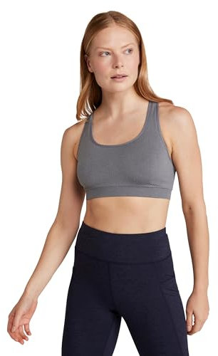 Mountain Warehouse Antibacterial Seamless Womens Bra - Stretchable, Antichafe Ladies Sports Bra, Racer Back, Lightweight & Support Bra -for Running, Gym, Sports, Fitness Charcoal S