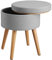tectake® Hocker mit Stauraum, Sitzhocker mit Stauraum, Aufbewahrungsbox mit Deckel, Fußhocker, Hocker rund, Hocker Holz Beine, als Sitzbank Flur, im Wohnzimmer oder Schlafzimmer - hellgrau