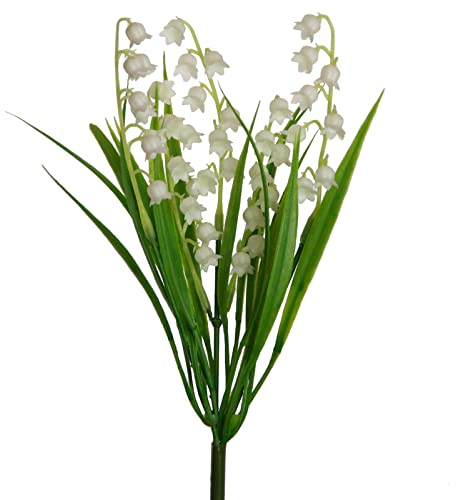 Floratexx Kunstblumen MAIGLÖCKCHEN Bund ca 30 cm. Kleiner mit künstlichen Schneeglöckchen. Frühlingsblumen Blüten in weiß.
