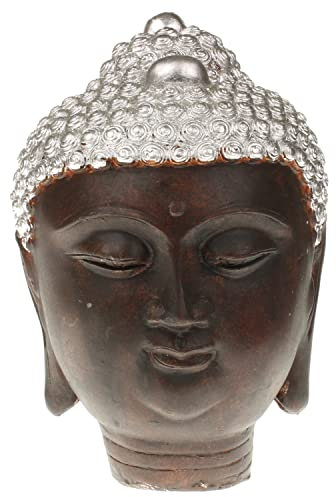 MACOSA BGT06799 Deko Buddha Kopf 22 cm Polystone Dekobuddha Buddhakopf Asiatische Deko Bad-Deko Skulptur Figur Wohnzimmerdeko Buddhafigur Feng Shui