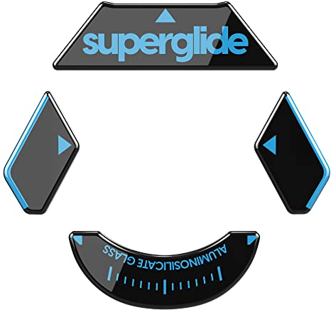 Superglide – Patins de Souris en Verre Ultra résistant, Ultra Rapide, Lisse et Durable pour Logitech G900/903 [Noir]