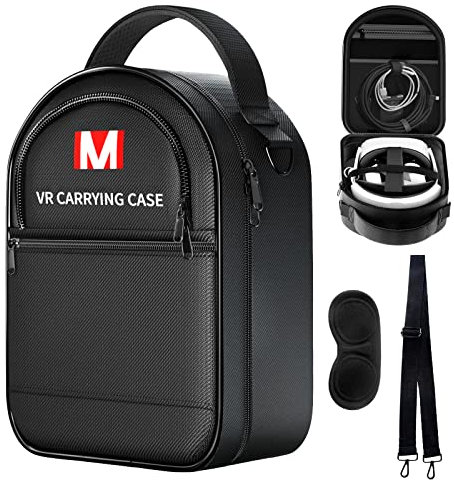 Ryoko Hard Carrying Case Kompatibel mit Meta / Oculus VR Zubehör, VR Headset mit Elite Strap, Touch Controller & Andere Zubehör, mit Gurt & Objektivschutz, für Reisen und Home Storage