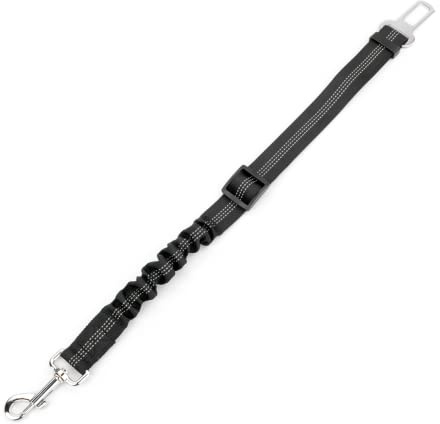 KCT Adjustable Dog Seat Belt Clip Reflective Car Safety Lead Universal Fit- Black