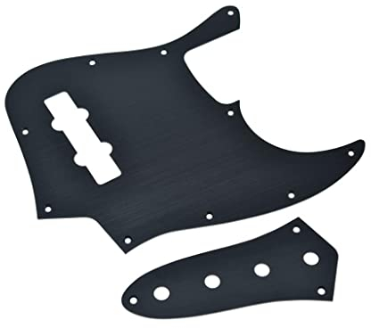 KAISH Aluminium-eloxiertes 4-saitiges Jazz J Bass Schlagbrett mit Metall-JB Kontrollplatte und Schrauben für amerikanische/mexikanische Fender Jazz Bass schwarz