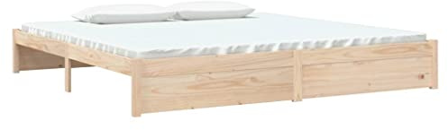 vidaXL Solid Wood Bed Frame - 200x200 cm - Modern Wooden Bedstead Platform - Pine Wood with Sturdy Slats - Fits 200x200 cm Mattress
