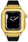 Enze - Funda de Acero Inoxidable Compatible con Apple Watch Series 7 de 45 mm 6/5/4 iWatch SE de 44 mm Resistente Funda Protectora a Prueba de Caídas con Correa Deportiva de Silicona