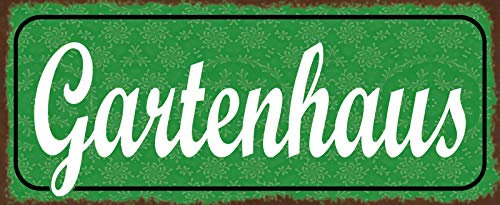 Blechschild gewölbt 27x10cm Gartenhaus Deko Geschenk Schild