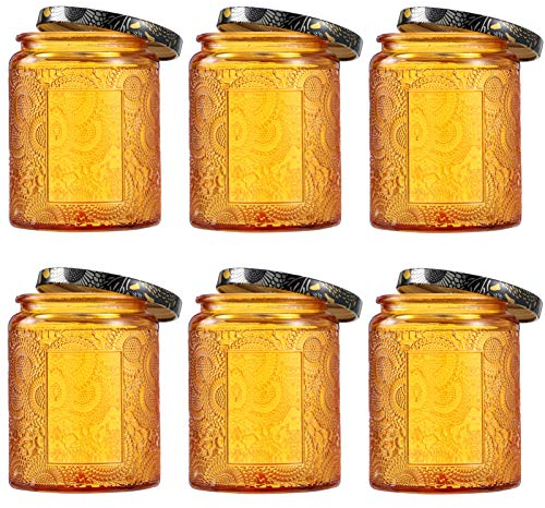 Beavorty 6pcs candle cup votive candle jars candle tin with Lids Scented candle making mason jars Mini Tealight Holder candle vessels amber mason jars DIY candle tin Glass vintage crystal
