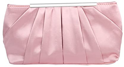 Lollanda Pochette da donna, elegante pochette plissettata in raso, borsetta per sera, ballo di fine anno, feste, matrimoni, rosa, 20Inches, medium