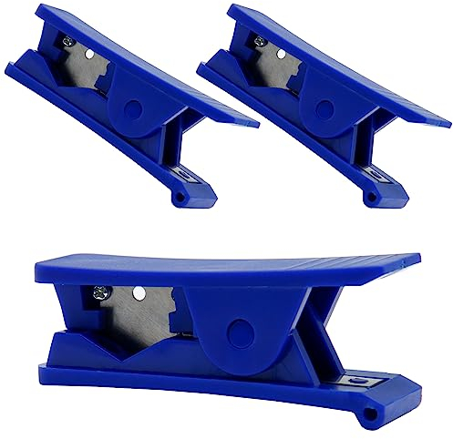 Litoexpe 3 Stück PTFE-Kunststoff-Rohrschneider, blauer Rohrschneider, quadratischer Schlauchschneider für Nylon, PVC, PU-Rohr und Schlauchschnitt bis zu 1,9 cm Außendurchmesser