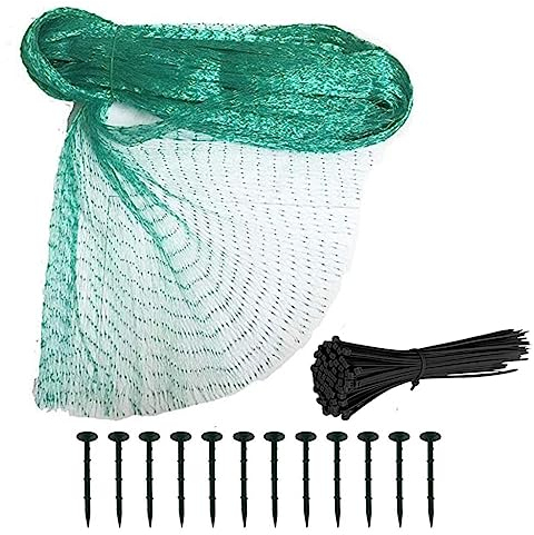 LATRAT Filet Anti-Oiseaux, Filet pour Arbres fruitiers Filet pour étangs Filet Anti-Oiseaux Filet, avec 50 Attaches-câbles et 20 ancrages, résistant à la déchirure, Extensible, Robuste (2 * 5 m)