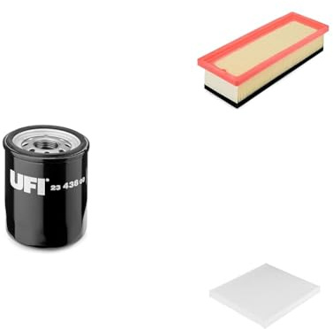 UFI Filters, Filtro Olio 23.438.00, Filtro Aria 30.301.00, Filtro Abitacolo Antipolline 53.088.00, FiltrI per Ricambio, Adatto a Auto, Kit Applicabile su Fiat 500