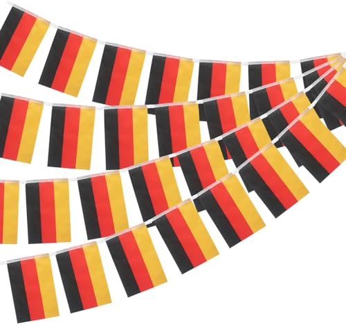 Deutschland Flagge Fahnenkette, 11M Flaggenkette Girlande mit 40 Deutschland Flaggen, 14x21CM Fähnchen Wimpelkette für Garten Bar
