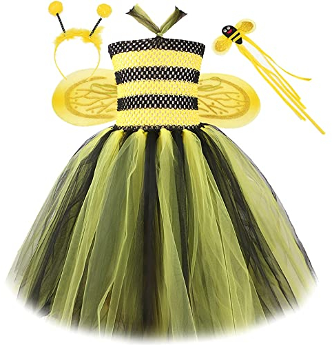 Röcke Mädchen 152 Baby Mädchen Frühling Sommer Floral Biene Kostüm Kostüme Halloween Karneval Kostüm Zubehör Set Tutu Prinzessin Kleid Für Kleine Mädchen (Yellow, 8-9 Years)