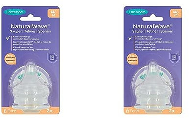 Lansinoh NaturalWave Sauger, Gr. M - mittlerer Milchfluss, 2 Stück (2er Pack)