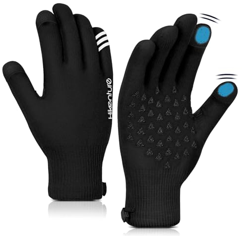 HIKENTURE Gestrickte Fahrradhandschuhe Winter Wasserdicht - Winterhandschuhe Fahrrad Herren Damen - rutschfeste Winddichte Thermo Handschuhe Fahrrad Winter Warm-1182-A1