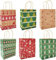 24 Stück Weihnachts Kraft Geschenktüten mit Griffen, wiederverwendbare Kraft Weihnachtsgeschenktüten, Papiertüten für Weihnachtsgeschenkverpackung