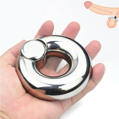 Guspiun Edelstahl Schwerer Hodenring Metall Ballstretcher Penisring Hodengewicht Hodensack Anhänger Hoden Strecker Cockring Extrem Bondage für Männer Erotik Sexspielzeuge (C : d30mm D24mm)