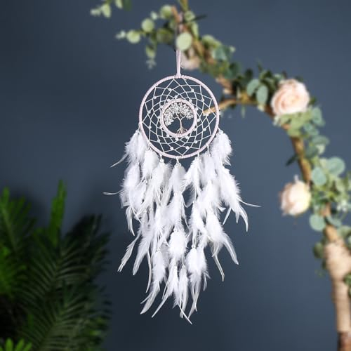 Traumfänger, Disdarkday traumfänger mädchen Handgefertigt Dream Catchers Feder Traumfänger, Hochzeit Kindergarten Schlafzimmer Wandbehang Ornamente Handwerk Dekoration, Baum des Lebens (ohne LEDs)