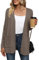 Yommay Strickjacke für Damen Elegante locker lässig leichtes Frauen Herbst Langarm Pullover mit Taschen,Braun,XL