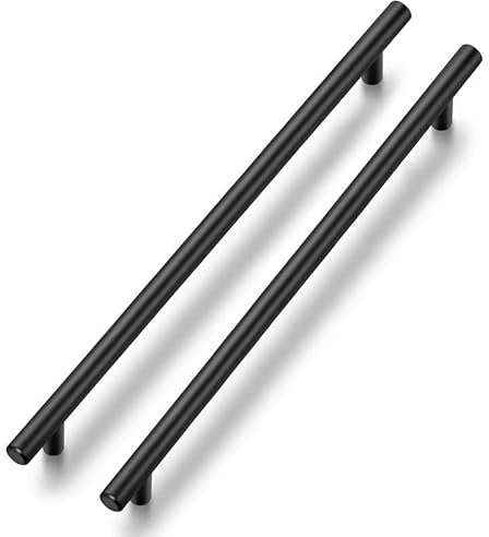 Ravinte 30 Stück Schwarz Möbelgriffe T Bar Griffe für Küchenschränke 256mm | Rostfreier Edelstahl, Gerader Stangengriff, Für Küchenschränke, Schubladen, Kommoden, Türen, Einfache Möbelaufwertung