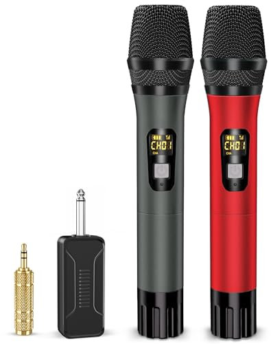 voijump Wireless Microphones,UHF Metal Professional Dynamic Mic System,160FT Range Rechargeable Receiver for Karaoke, Speech, Wedding, Church, PA System,Singing Machine,Speaker