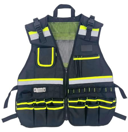LOVIVER Gilet per attrezzi da elettricista, multitasche, resistente all'usura, resistente all'usura, per la manutenzione dell'assicurazione sul lavoro, la