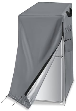 Safipotts Kühlschrankabdeckung, wasserdichte und staubdichte Abdeckung zum Schutz von aufrechten Gefrierschränken – geeignet für kalte Räume, Grau, 61 cm B x 76 cm T x 170 cm H