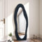 YOSHOOT Grand miroir mural en forme de vague avec cadre en bois enveloppé de flanelle, grand miroir mural à suspendre ou à s'appuyer (poils de lion)