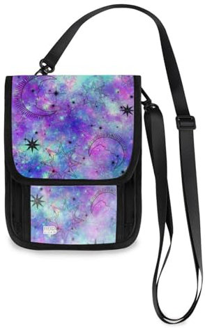 Mnsruu Astrology Universe Galaxy Tie Dye - Cartera de viaje para pasaporte, tarjeta de crédito, gadgets, bolsa de viaje unisex con correa ajustable, #01, Talla única, moda