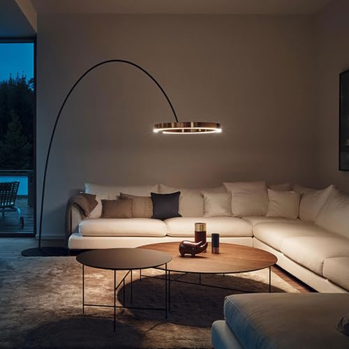 Wylolik Gewölbte LED-Stehlampe aus Metall nordische minimalistische dimmbare Stehlampen dekorative Leselampe für Wohnzimmer, höhenverstellbare vertikale Lampe Fußschalter Marmorsockel 3000–6000 K