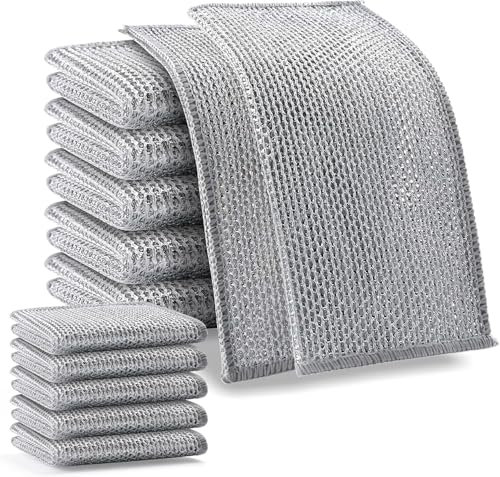 VIZAG New Upgrade Steel Wire Dishcloth,Double-Layer Multipurpose Wire Dishwashing Rag,Powerful Cleaning Non-Scratch Wire Dishcloth Rag for Cookware, Sinks, Dishes, Stove Tops (9)