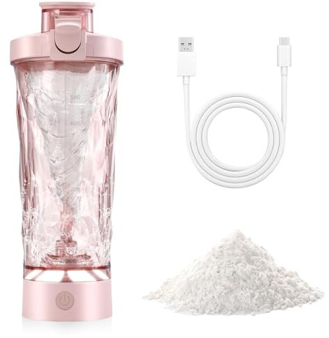 Gxpjycfob Botella Mezcladora Eléctrica 700 ml, Shaker Proteinas Portátil de Tritan y ABS, Recargable por USB, Protein Shaker, Shaker Bottle, Botella para Deporte, sin BPA (Rosa)
