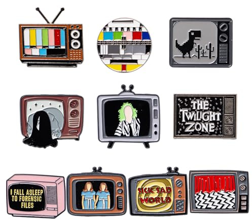 Neikafan 10 Stk Anstecknadeln Pins Vintage TV Anstecker Metall Enamel Pin | Emaille Broschen Set für Kleidung,Taschen,Jacken Zubehör,DIY Handwerk,Dekor