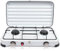 Cocina Gas Portátil de 2 Fuegos (4,4 kW), Hornillo de Gas de Exterior GLP con Encendido Automático, Regulador de Presión y Manguera de PVC, Quemador para Acampar, Camping