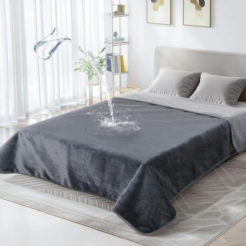 PICK FOR LIFE wasserdichte Decke Liebesdecke Wendbare Flanell Hundedecke Outdoor Decke Reisedecke für Bett Sofa Autositz Dunkelgrau/Hellgrau, 152x203cm