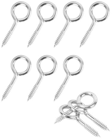 IPNSDON Lot de 10 vis à œillet en acier inoxydable argenté et blanc, M6 80 mm, vis à œil, crochet à œil pour hamac, store, chaise suspendue, chaise à bascule
