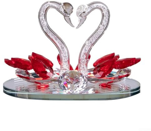 Figura de cisne de cristal elegante para decoración del hogar para sala de estar y estudio (rojo)