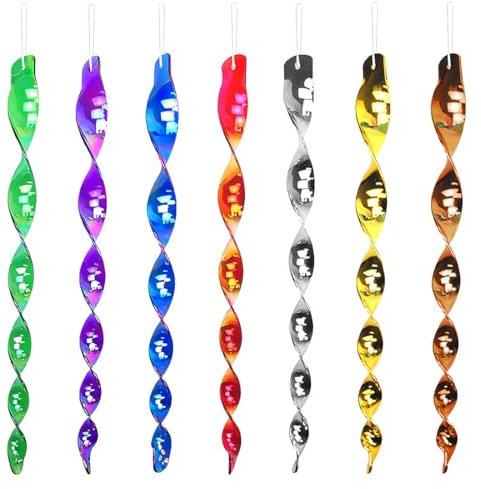 JEYORZY 7 Pcs Répulsif Oiseaux, Spirale Réfléchissante, Barre Effaroucheur Oiseaux, Répulsifs Oiseaux Reflechissants, 360 Degrés Repulsif Oiseaux, pour Balcon, Arbres Fruitiers, Potager