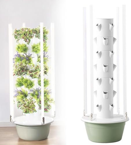 Hydroponics Growing System Vertical Tower, Automated Aeroponics Indoor Tower Garden with LED Grow Lights, Aquaponics Growing Kits Herb Garden