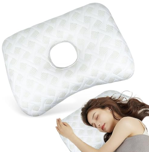 Piercing Ear Hole Pillows, Piercing Kissen Mit Loch, Ohrlochkissen, Donut Piercing Mit Ohrloch, Mini Orthopädisches, Ohrkissen Zum Schlafen Für Seitenschläfer Schmerzlinderung Bei Ohrschmerzen (Weiß)