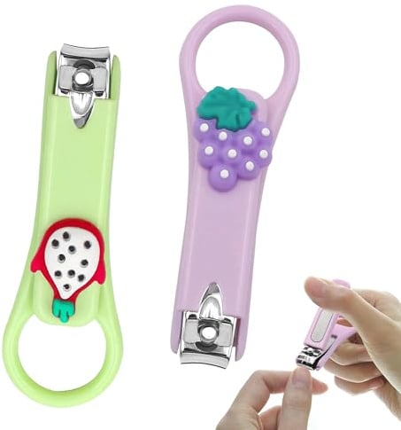 2PCS Kids Nail Clipper Manicure Sets Stainless Steel Cartoon Childrens Nail Clippers Fortable Light Pedicure Kit Grooming Tools Nail Clipper Set Small Nail Clippers for Kids Women Men